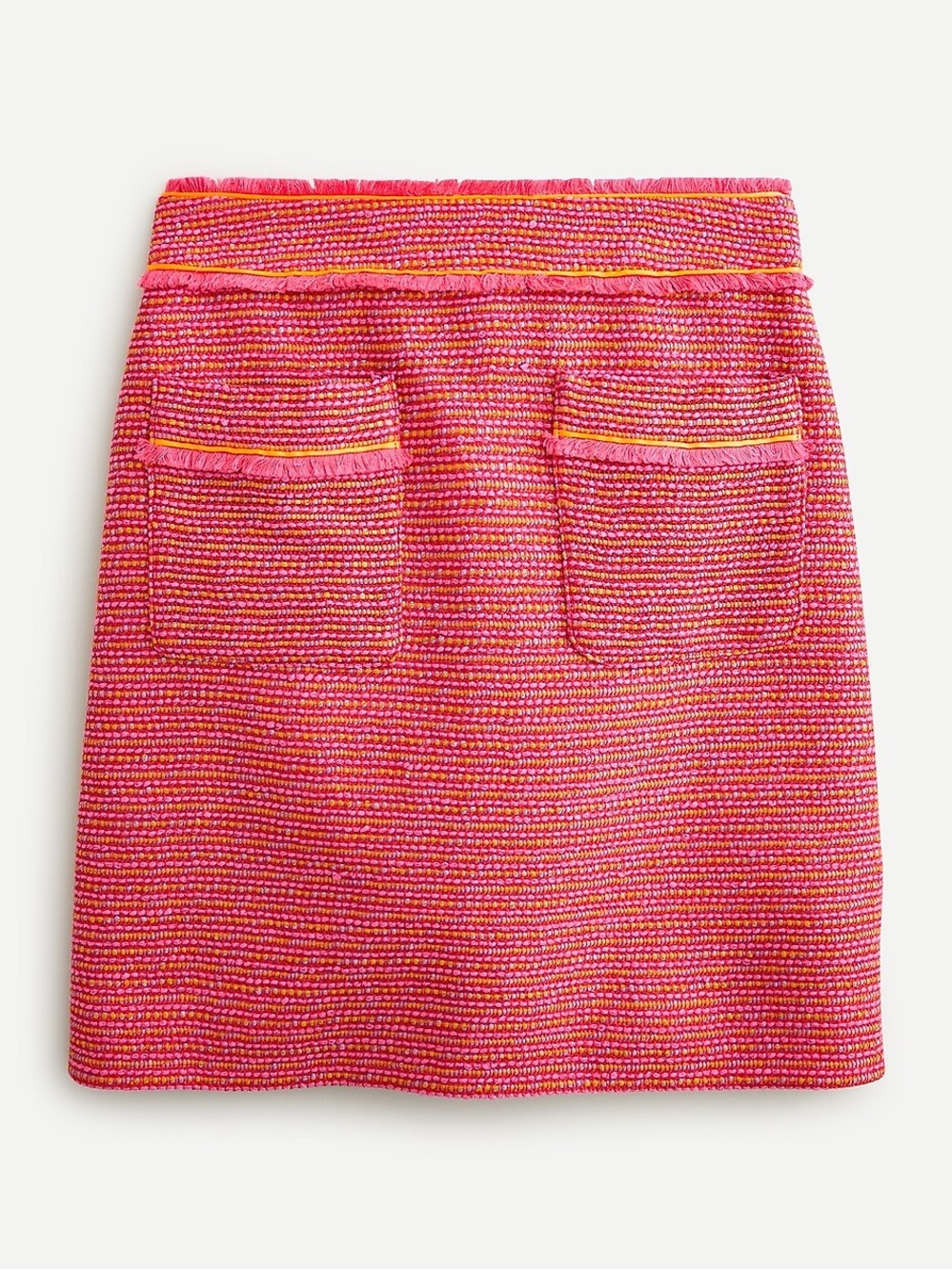 J. Crew A-line Mini Skirt in Neon Fringe Tweed Pockets